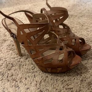 Marc Fisher Tan Strappy Heels